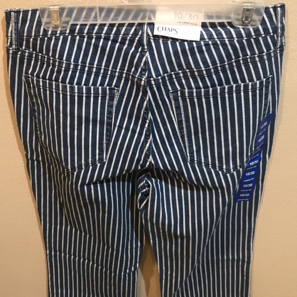 NWT CHAPS Mid-Rise Crop Kick Zip Front Striped Jeans-Size 10/30/Inseam 26 - Picture 5 of 11